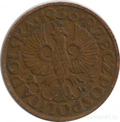 Монета. Польша. 2 гроша 1936 год.
