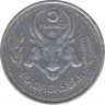 Монета. Мадагаскар. 5 франков 1953 год. ав.