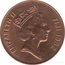 Монета. Фиджи. 2 цента 1992 год.