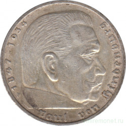 Монета. Германия. Третий Рейх. 5 рейхсмарок 1936 год. Монетный двор - Штуттгарт (F). Старый тип.