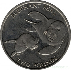 Монета. Великобритания. Южная Георгия и Южные Сэндвичевы острова. 2 фунта 2006 год. Морской слон.