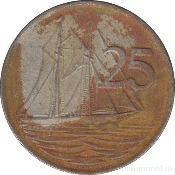 Монета. Каймановы острова. 25 центов 1990 год.