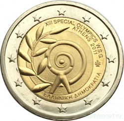 Монета. Греция. 2 евро 2011 год. XIII Всемирные специальные Олимпийские игры.