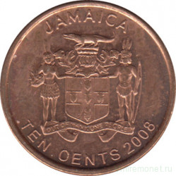 Монета. Ямайка. 10 центов 2008 год.