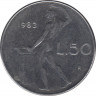 Монета. Италия. 50 лир 1983 год. ав.