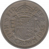 Монета. Великобритания. 1/2 кроны (2.5 шиллинга) 1955 год. ав.