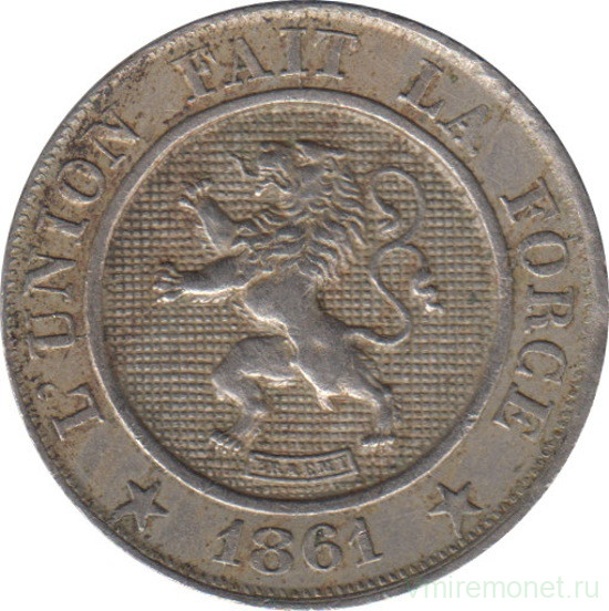 Монета. Бельгия. 10 сантимов 1861 год.