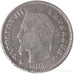 Монета. Франция. 20 сантимов 1867 год. А.