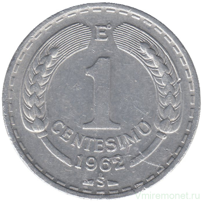 Монета. Чили. 1 сентесимо 1962 год.