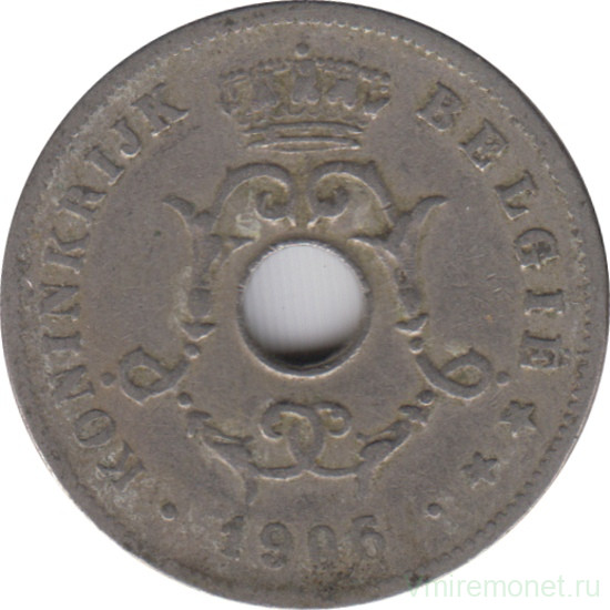 Монета. Бельгия. 10 сантимов 1906 год. BELGIE. Перечекан с 1905 года.