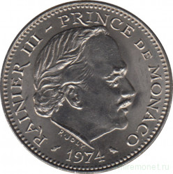 Монета. Монако. 5 франков 1974 год.