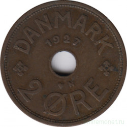 Монета. Дания. 2 эре 1927 год (N).