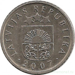 Монета. Латвия. 50 сантимов 2007 год.