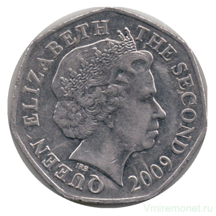 Монета. Джерси. 50 пенсов 2009 год.