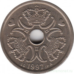 Монета. Дания. 2 кроны 1997 год.