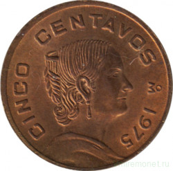Монета. Мексика. 5 сентаво 1975 год.