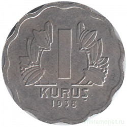 Монета. Турция. 1 куруш 1938 год.