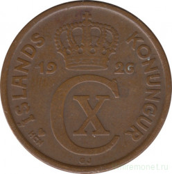 Монета. Исландия. 5 аурар 1926 год.