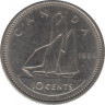 Монета. Канада. 10 центов 1985 год. ав.