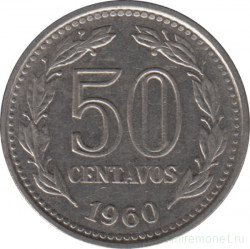 Монета. Аргентина. 50 сентаво 1960 год.
