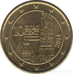 Монета. Австрия. 10 центов 2014 год.