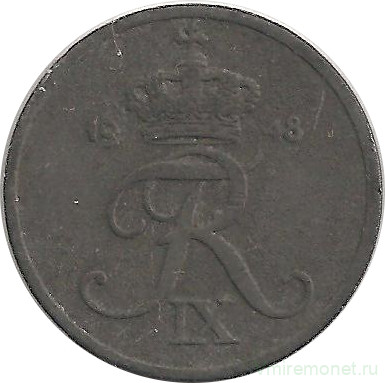 Монета. Дания. 1 эре 1948 год.
