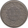  Монета. Швейцария. 1 франк 1984 год. ав.