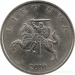 Монета. Литва. 1 лит 2010 год.