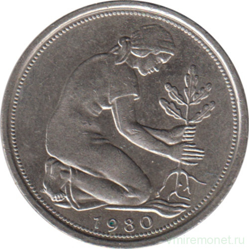 Монета. ФРГ. 50 пфеннигов 1980 год. Монетный двор - Мюнхен (D).