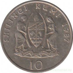 Монета. Танзания. 10 шиллингов 1987 год.
