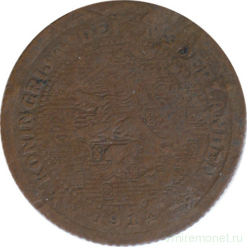 Монета. Нидерланды. 1/2 цента 1914 год.