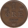  Монета. Швеция. 1 эре 1898 год. ав.