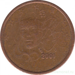 Монета. Франция. 2 цента 2001 год.