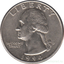 Монета. США. 25 центов 1994 год. Монетный двор P.