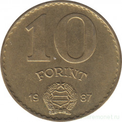 Монета. Венгрия. 10 форинтов 1987 год.