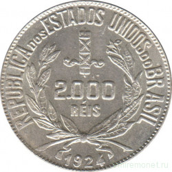 Монета. Бразилия. 2000 рейсов 1924 год.
