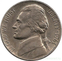Монета. США. 5 центов 1961 год.
