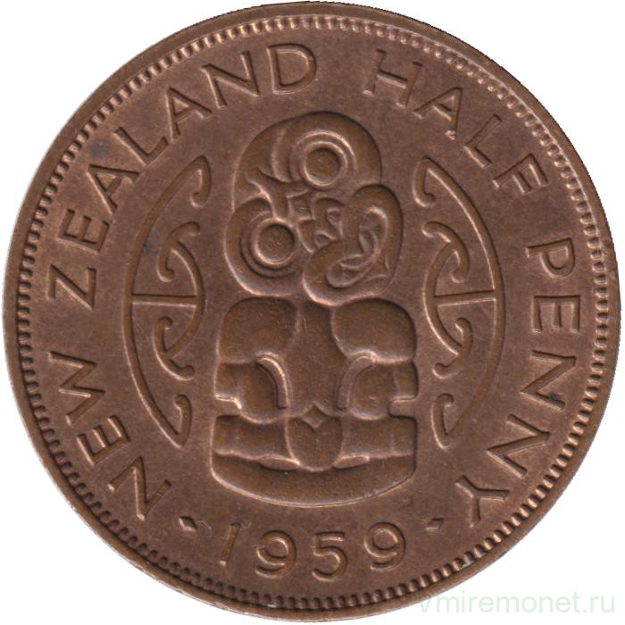 Монета. Новая Зеландия. 1/2 пенни 1959 год.