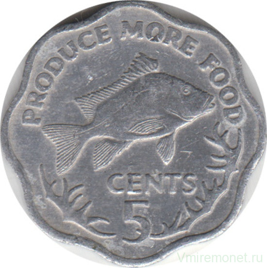 Монета. Сейшельские острова. 5 центов 1977 год. ФАО.