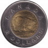 Монета. Канада. 2 доллара 2001 год.