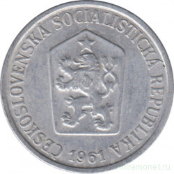 Монета. Чехословакия. 10 геллеров 1961 год.
