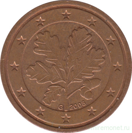 Монета. Германия. 2 цента 2008 год. (G).