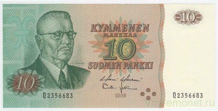 Банкнота. Финляндия. 10 марок 1980 год. Тип 111a(49).