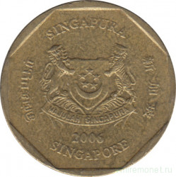 Монета. Сингапур. 1 доллар 2006 год.