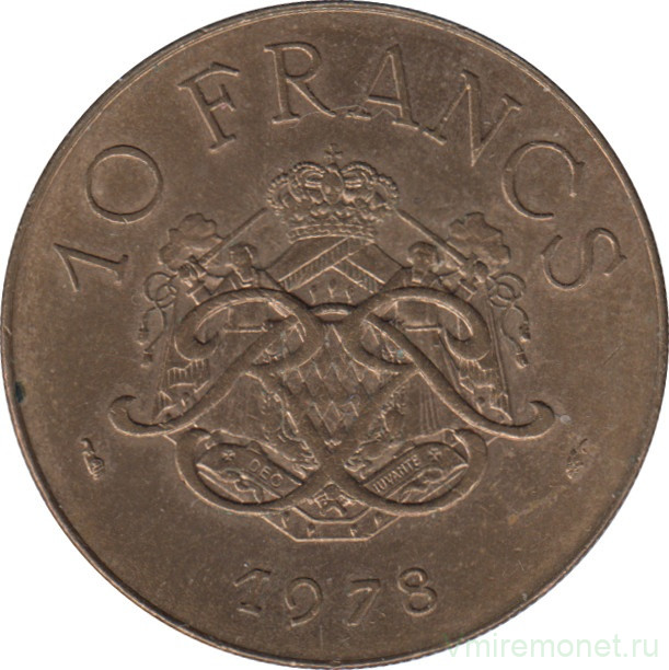 Монета. Монако. 10 франков 1978 год.