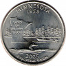 Монета. США. 25 центов 2005 год. Штат № 32 Миннесота.