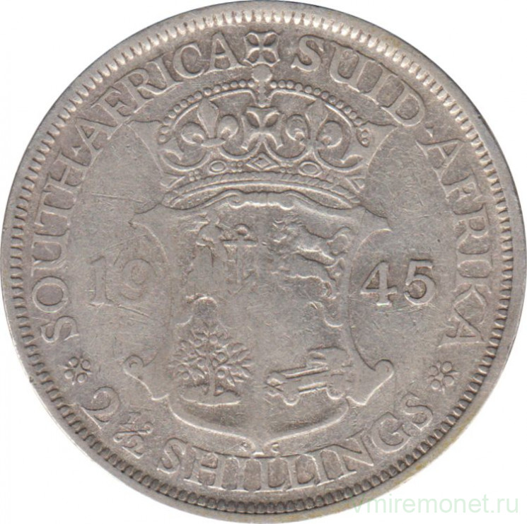 Монета. ЮАР. 1/2 кроны (2,5 шиллинга) 1945 год.