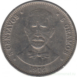 Монета. Доминиканская республика. 5 сентаво 1976 год. 100 лет со дня смерти Хуана Пабло Дуартэ.