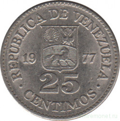 Монета. Венесуэла. 25 сентимо 1977 год.