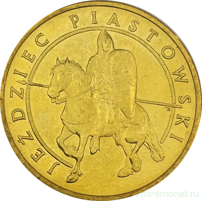 Монета. Польша. 2 злотых 2006 год. Пястовский всадник.